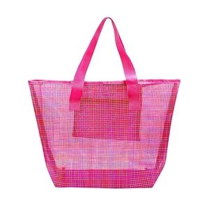 NEW Large Pink Mesh Tote Bag Versatile Groceries Gym Beach Travel Carryall